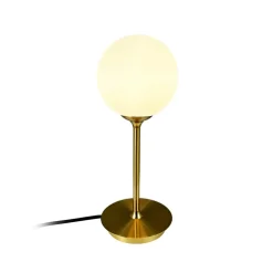 Dyberg Larsen tafellamp Sia, opaal/messingkleurig, hoogte 12 cm