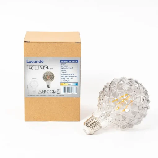 E27 3,8W LED lamp G95, 1800K, structuur, rook