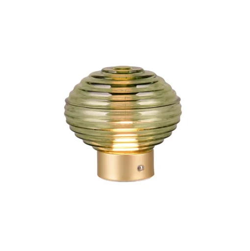 Earl LED tafellamp, messing/groen, hoogte 14,5 cm, glas