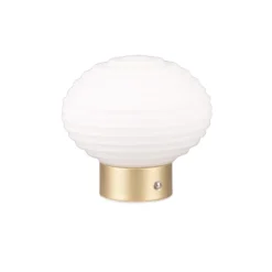Earl LED tafellamp, messing/opaal, hoogte 14,5 cm, glas