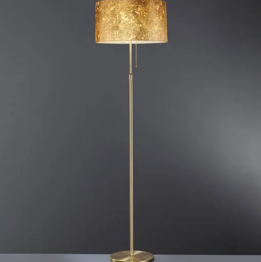 Edele vloerlamp Loop met bladgoud afwerking