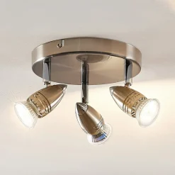 ELC Kalean plafondspot, nikkel, 3-lamps