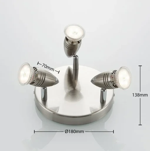 ELC Kalean plafondspot, nikkel, 3-lamps