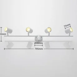 ELC Tomoki plafondlamp, wit, 4-lamps