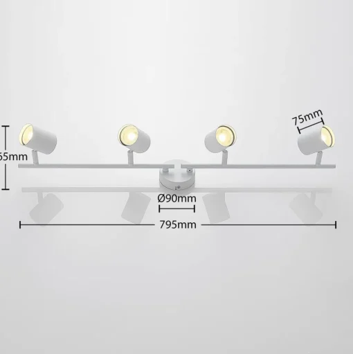 ELC Tomoki plafondlamp, wit, 4-lamps