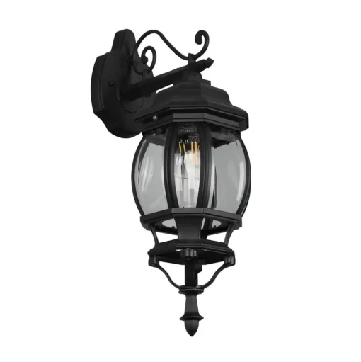 Elvo buitenwandlamp, fitting onderaan, mat zwart