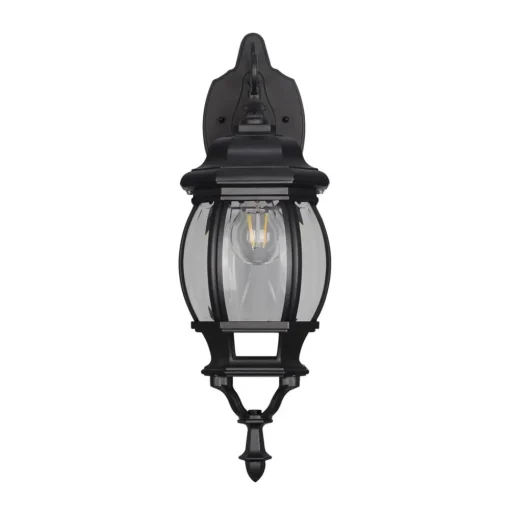 Elvo buitenwandlamp, fitting onderaan, mat zwart