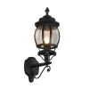 Elvo buitenwandlamp, fitting boven, mat zwart