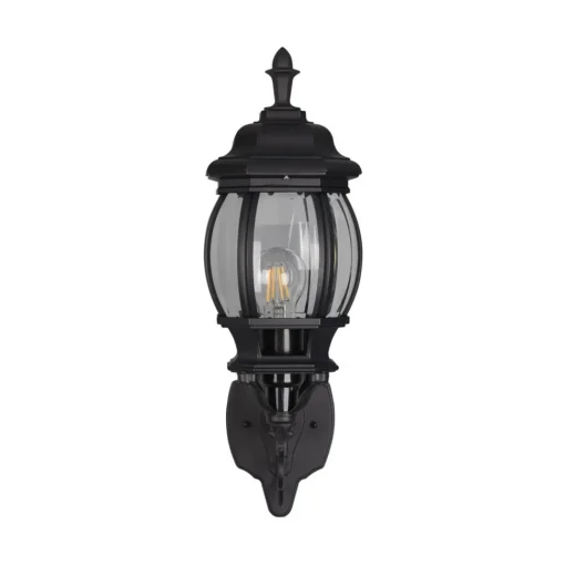Elvo buitenwandlamp, fitting boven, mat zwart