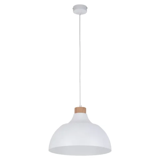 Envostar hanglamp Kaitt, houtdetail, Ø 34 cm, wit