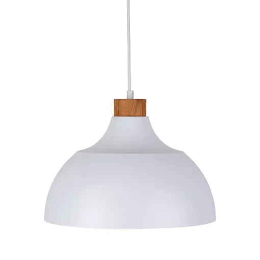 Envostar hanglamp Kaitt, houtdetail, Ø 34 cm, wit