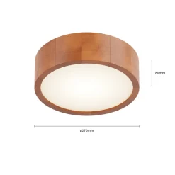 Envostar Kerio plafondlamp Ø 27 cm rustiek grenen