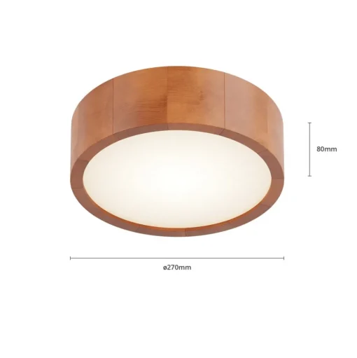 Envostar Kerio plafondlamp Ø 27 cm rustiek grenen