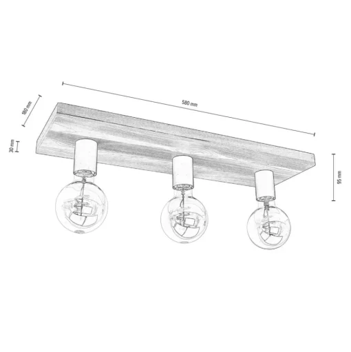 Envostar Lobo plafondlamp 3-lamps grenen grijs