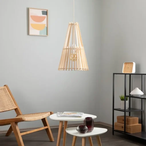 Envostar Lohr hanglamp, hout, kegelvormig Ø 39cm