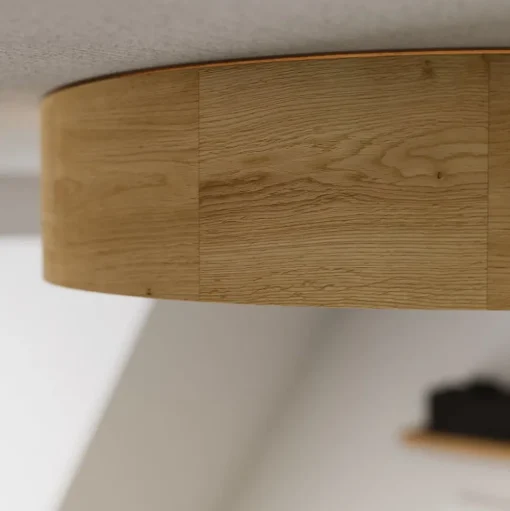 Envostar plafondlamp Kerio, Ø 37 cm, eikenhout naturel