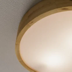 Envostar plafondlamp Kerio, Ø 37 cm, eikenhout naturel