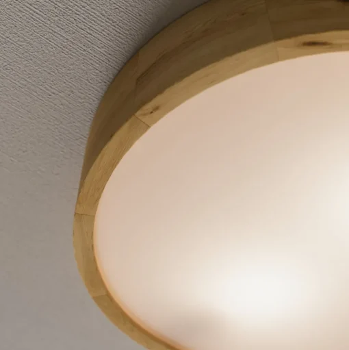 Envostar plafondlamp Kerio, Ø 37 cm, eikenhout naturel