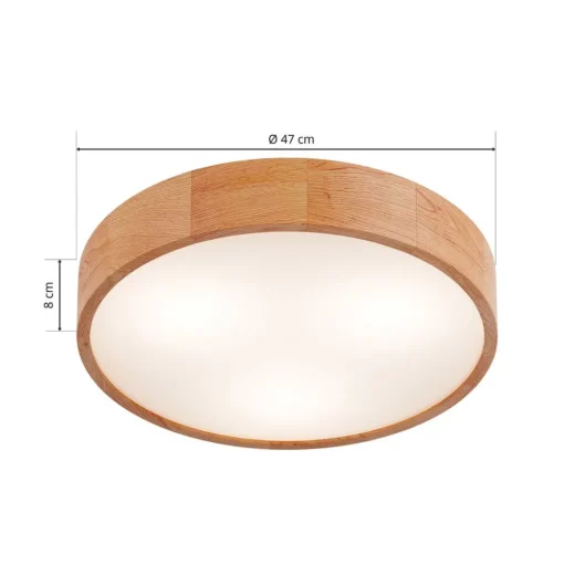 Envostar plafondlamp Kerio, Ø 47 cm, eikenhout naturel