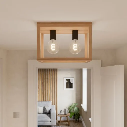 Envostar Rowan eiken plafondlamp, 2-lamps