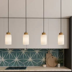 Envostar Talia hanglamp, eiken/wit, 4-lamps