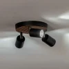 Envostar Tino plafondspot 3-lamps rond zwart/hout