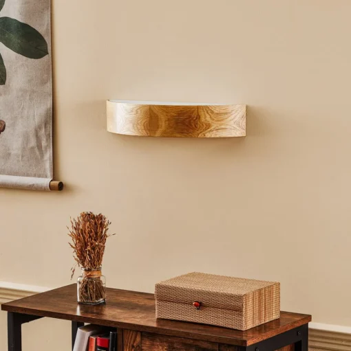 Envostar wandlamp Kerio, breedte 40,5 cm, eikenhout