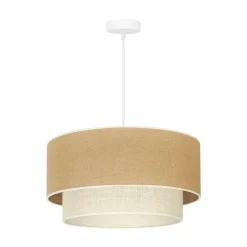 Euluna hanglamp Boho jute, naturelbruin/wit, Ø 45 cm
