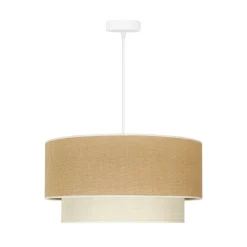 Euluna hanglamp Boho jute, naturelbruin/wit, Ø 45 cm