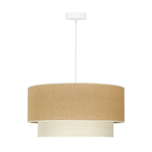 Euluna hanglamp Boho jute, naturelbruin/wit, Ø 45 cm