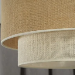 Euluna hanglamp Boho jute, naturelbruin/wit, Ø 45 cm