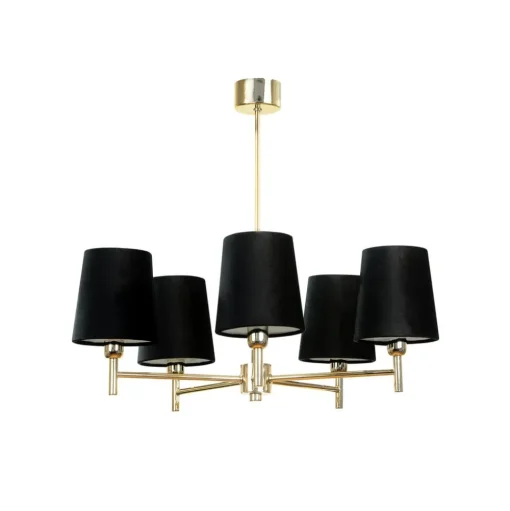 Euluna kroonluchter Nita, zwart/goud, 5-lamps