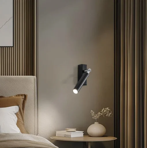 Euluna Nicanor wandspot, zwart/chroom