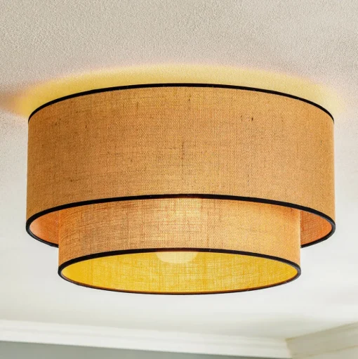 Euluna plafondlamp Boho jute & zwart, naturel/zwart, Ø45cm