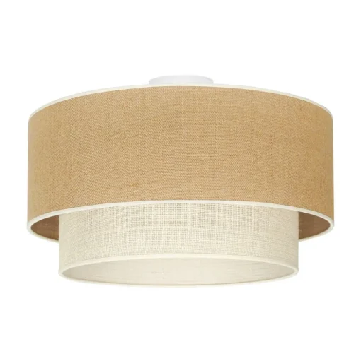 Euluna plafondlamp Boho jute, naturelbruin/wit, Ø 45 cm
