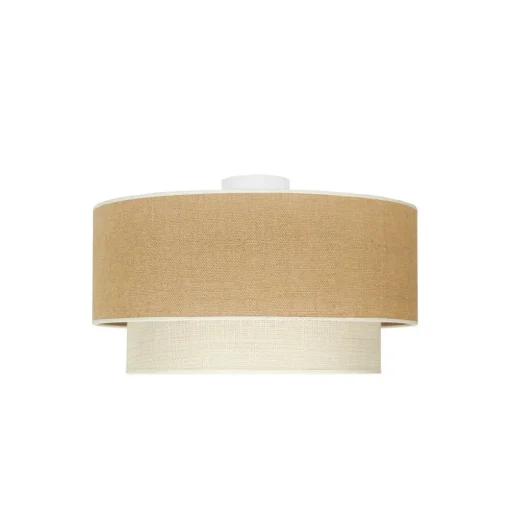 Euluna plafondlamp Boho jute, naturelbruin/wit, Ø 45 cm