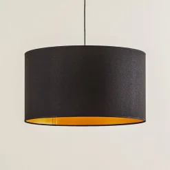 Euluna Roller hanglamp, zwart/goud, Ø 45 cm