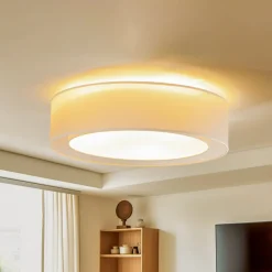 Euluna Tibu plafondlamp, textiel, Ø50cm, ecru