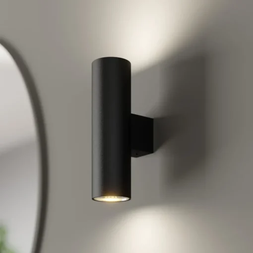 Euluna wandlamp Marion, zwart hoogte 18 cm staal up/down