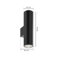 Euluna wandlamp Marion, zwart hoogte 18 cm staal up/down