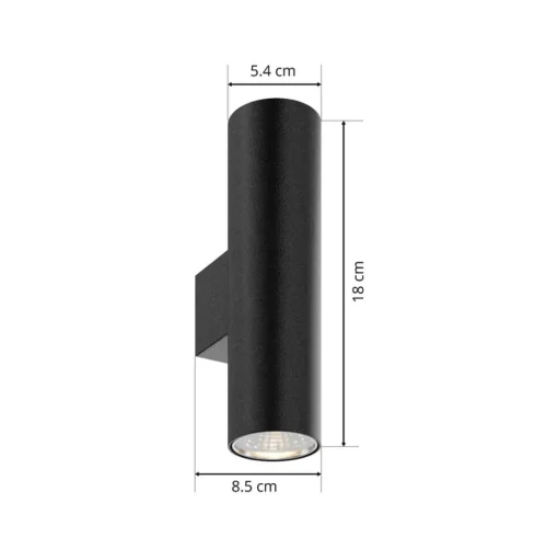 Euluna wandlamp Marion, zwart hoogte 18 cm staal up/down