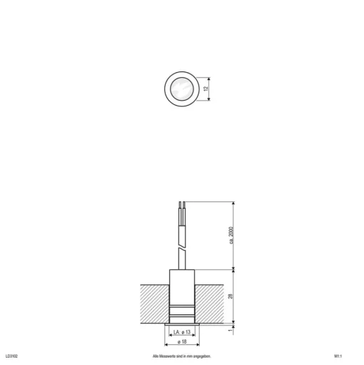 EVN LD3102 inbouwlamp 12V IP68 Ø1,8cm 0,2W 830