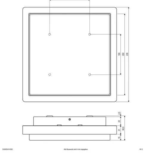EVN LED buiten plafondlamp Tectum, 23x23 cm, antraciet, 150°