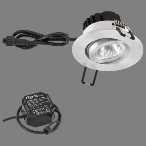 EVN PC65 buiten-inbouwlamp rond, 3000K aluminium