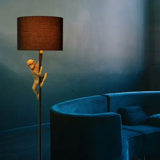 Extravaganza Chimp vloerlamp, goud mat/zwart