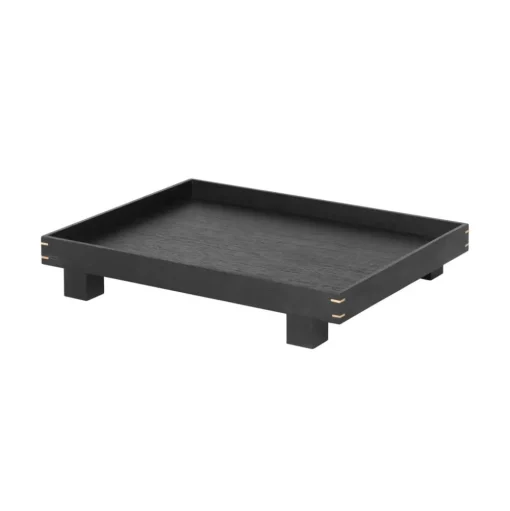 ferm LIVING Dienblad Bon Small, lengte 36 cm, zwart, hout