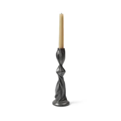 ferm LIVING Gale kandelaar, zwart, 25,4 cm, aluminium
