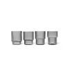ferm LIVING Glas Ripple, grijs, 200 ml, mondgeblazen, set van 4