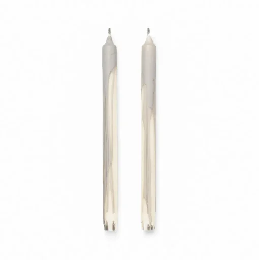 ferm LIVING Kaars Dryp, grijs, hoogte 30 cm, stearine, set van 2