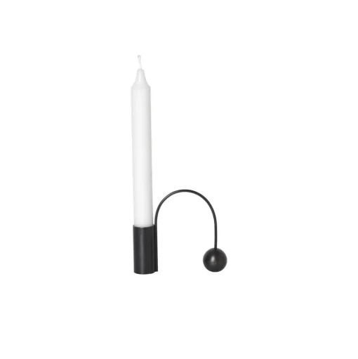 ferm LIVING Kandelaar Balans, zwart, messing, 9,5 cm